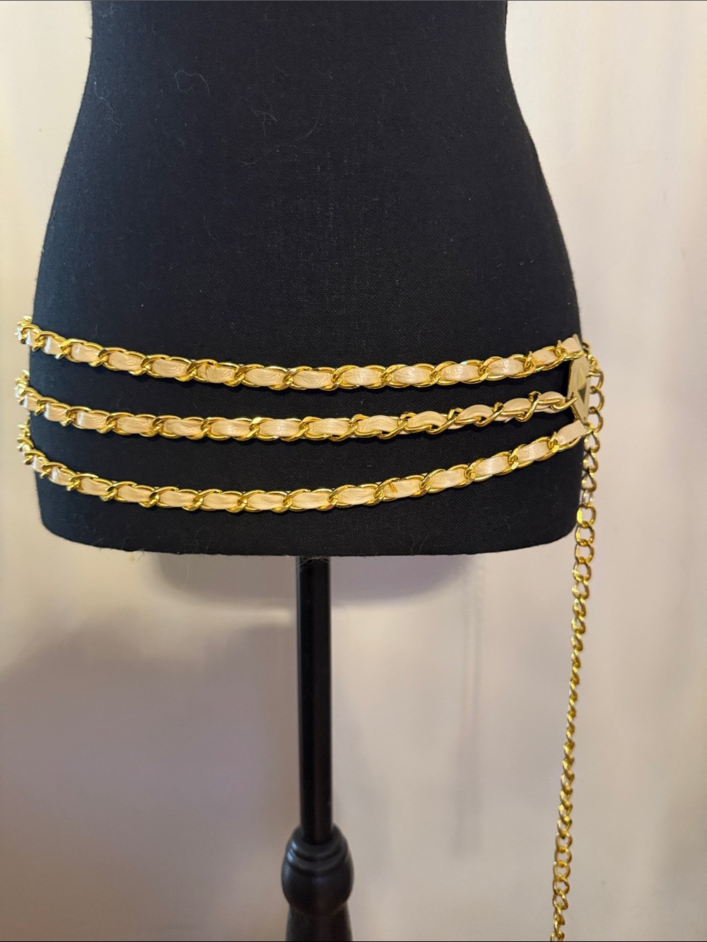 Triple Strand Gold Chain Waist Belt